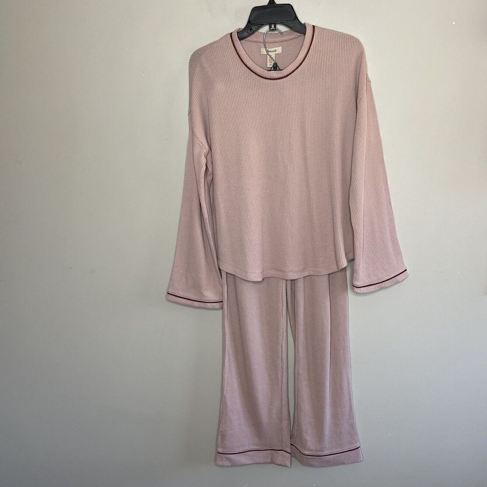 Madewell Pink Ribbed Long Sleeve Pajama Set